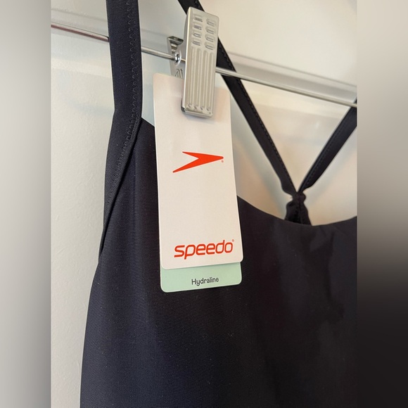 NWT** SPEEDO SIS ColorBlock Racerback One Piece Swimsuit | L | Black - Picture 8 of 14